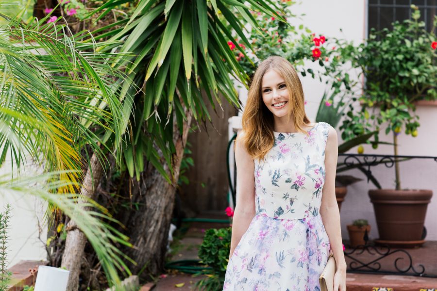 Miss USA 2011 Alyssa Campanella of The A List blog wears Chi Chi London floral dress for weddings
