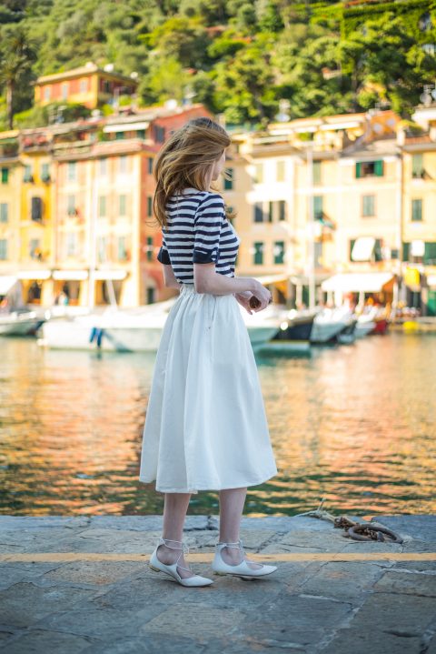 Alyssa Campanella The A List blog Miss USA 2011 Portofino Italy honeymoon Asos denim skirt Storets Blair striped top