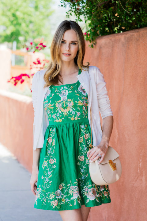 Miss USA 2011 Alyssa Campanella of The A List blog wearing ASOS Premium Embroidered Dress and Chloe Drew Bag