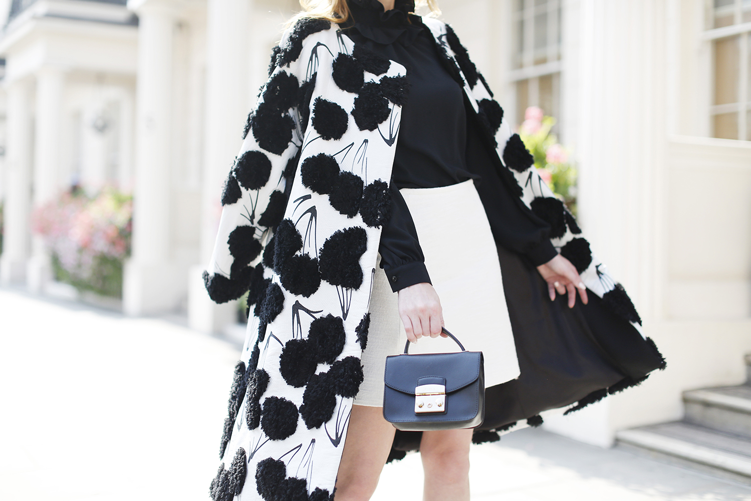 Miss USA 2011 Alyssa Campanella of The A List blog wearing Milly by Michelle Smith couture coat in London for LFW