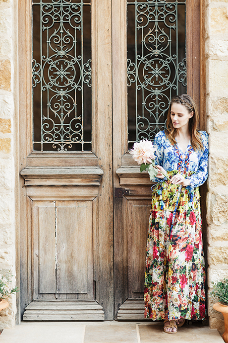 Miss USA 2011 Alyssa Campanella of The A List blog wearing Rococo Sand Romantic Floral Maxi Dress at Sunstone Winery by Jana Williams
