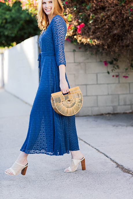 Miss USA 2011 Alyssa Campanella of The A List blog wearing French label Maje Roxette dress & Cult Gaia Ark Bag
