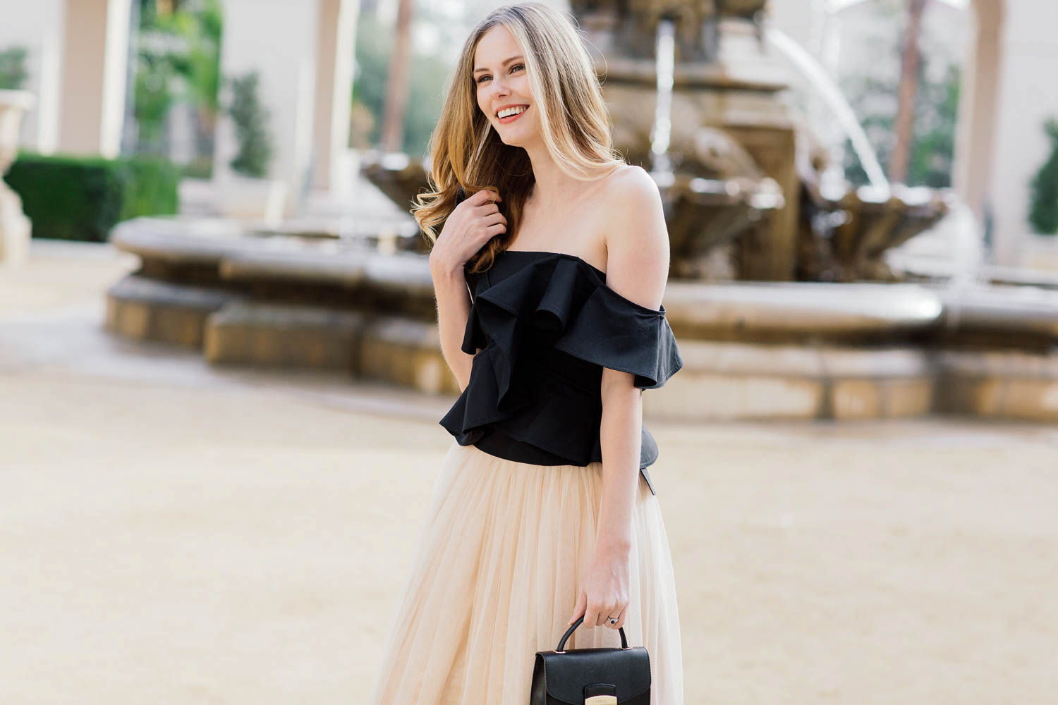 Miss USA 2011 Alyssa Campanella of The A List blog celebrates New Year's 2016 in a Petersyn Eliza top and ASOS tulle skirt 