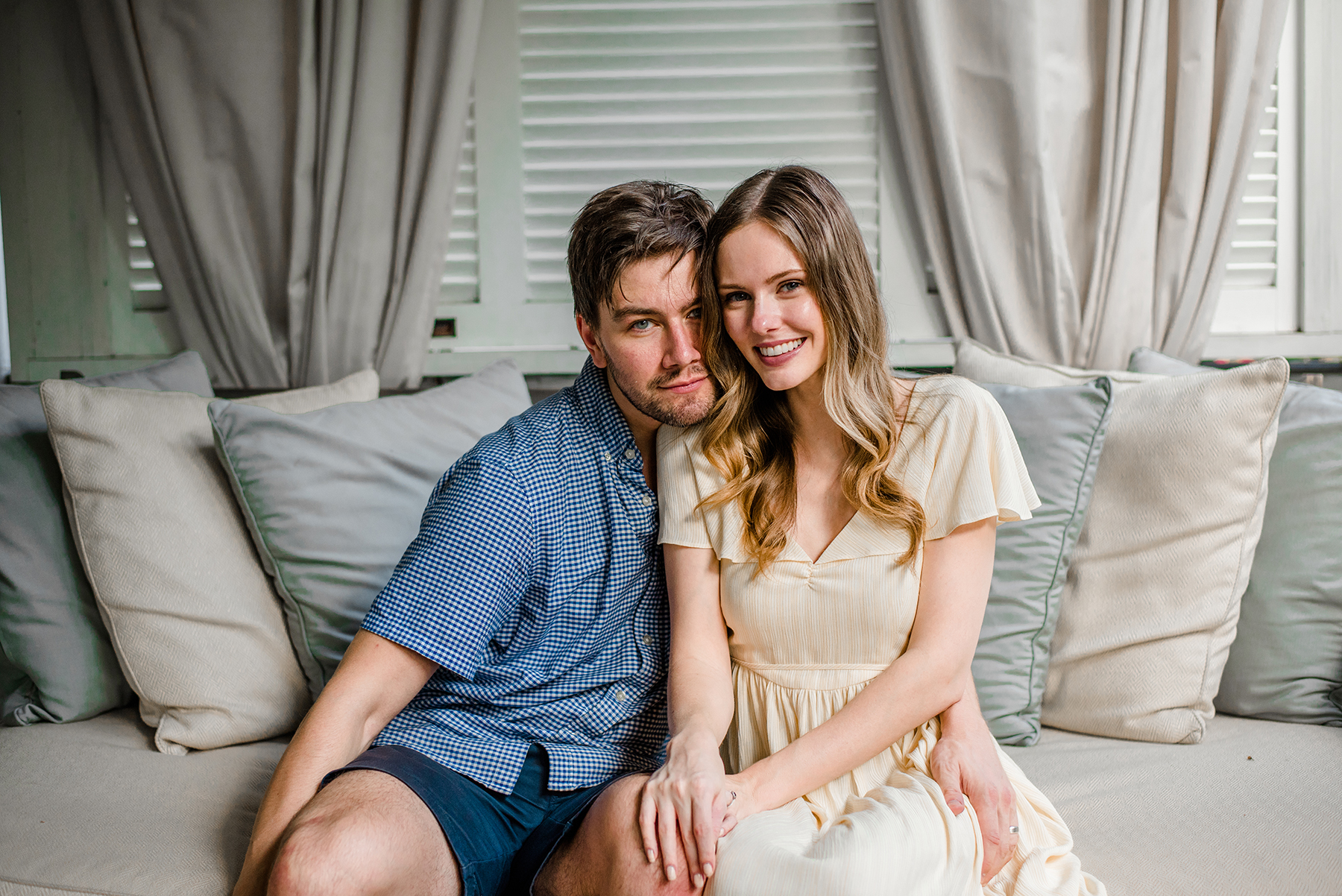 Torrance Coombs and Alyssa Campanella of The A List blog visits Zero George in Charleston wearing Christy Dawn Monarch dress