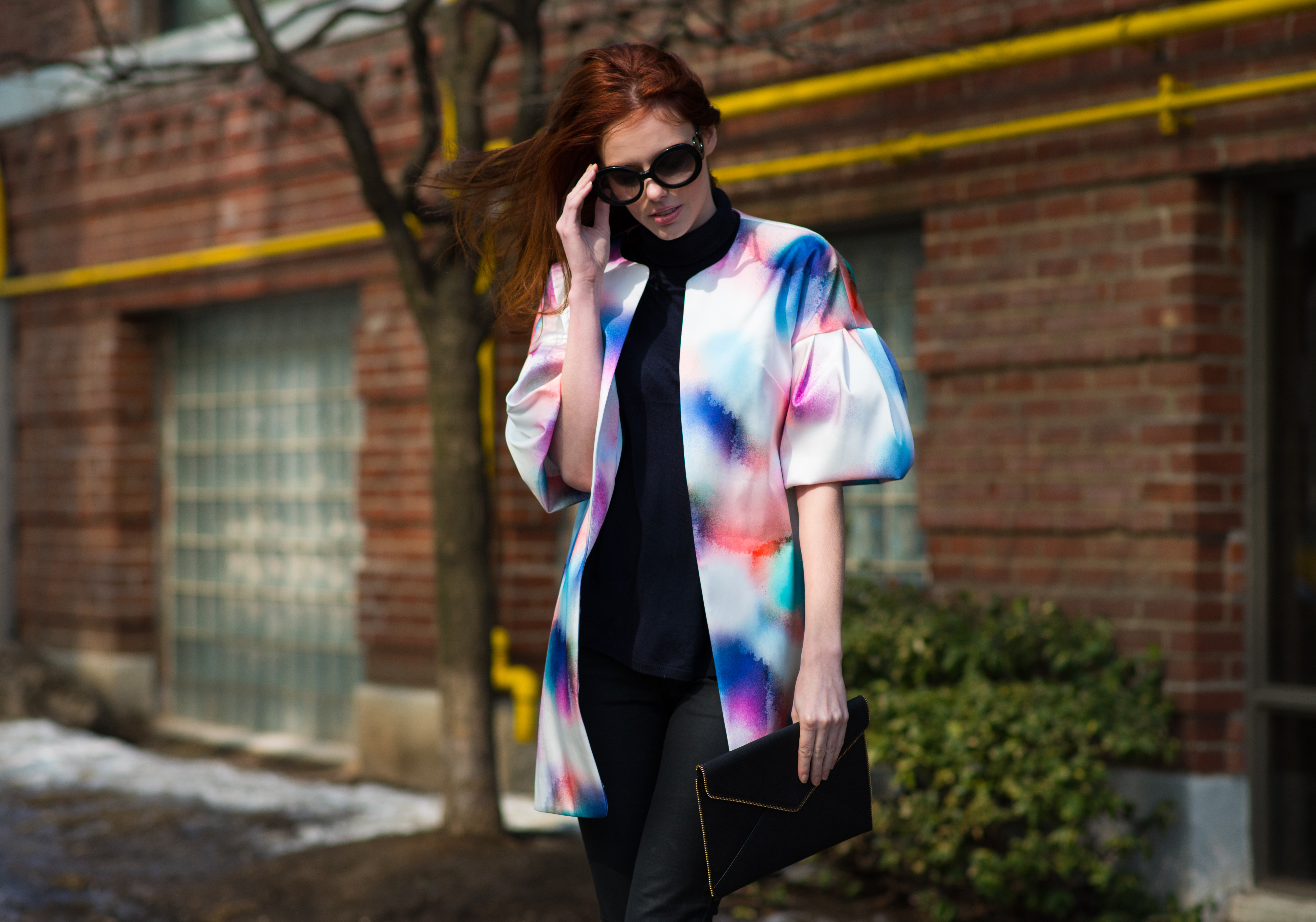 The A List French Connection Soft Spray Fluted Sleeve Coat