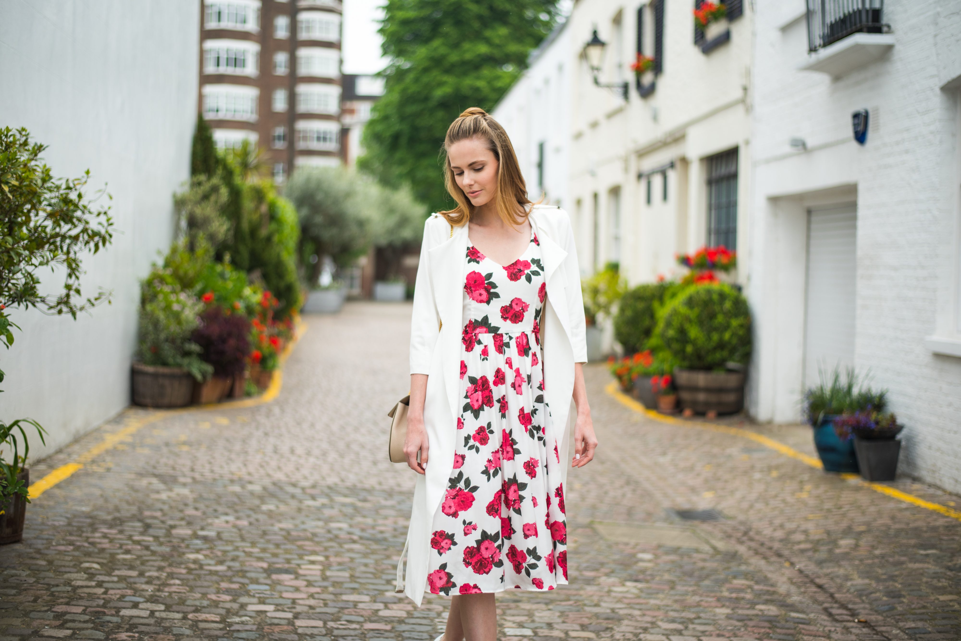 Miss Usa 2011 Alyssa Campanella of The A List blog stays is wearing the Paula Ted Baker Trench Coat and BB Dakota Claudia Dress in London