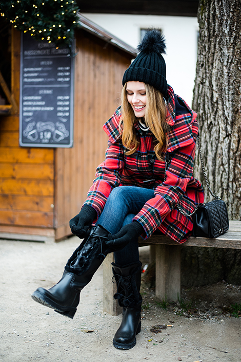 Miss USA 2011 Alyssa Campanella of The A List blog visits Salzburg, Austria Christmas markets wearing Stuart Weitzman Bearwear Boot