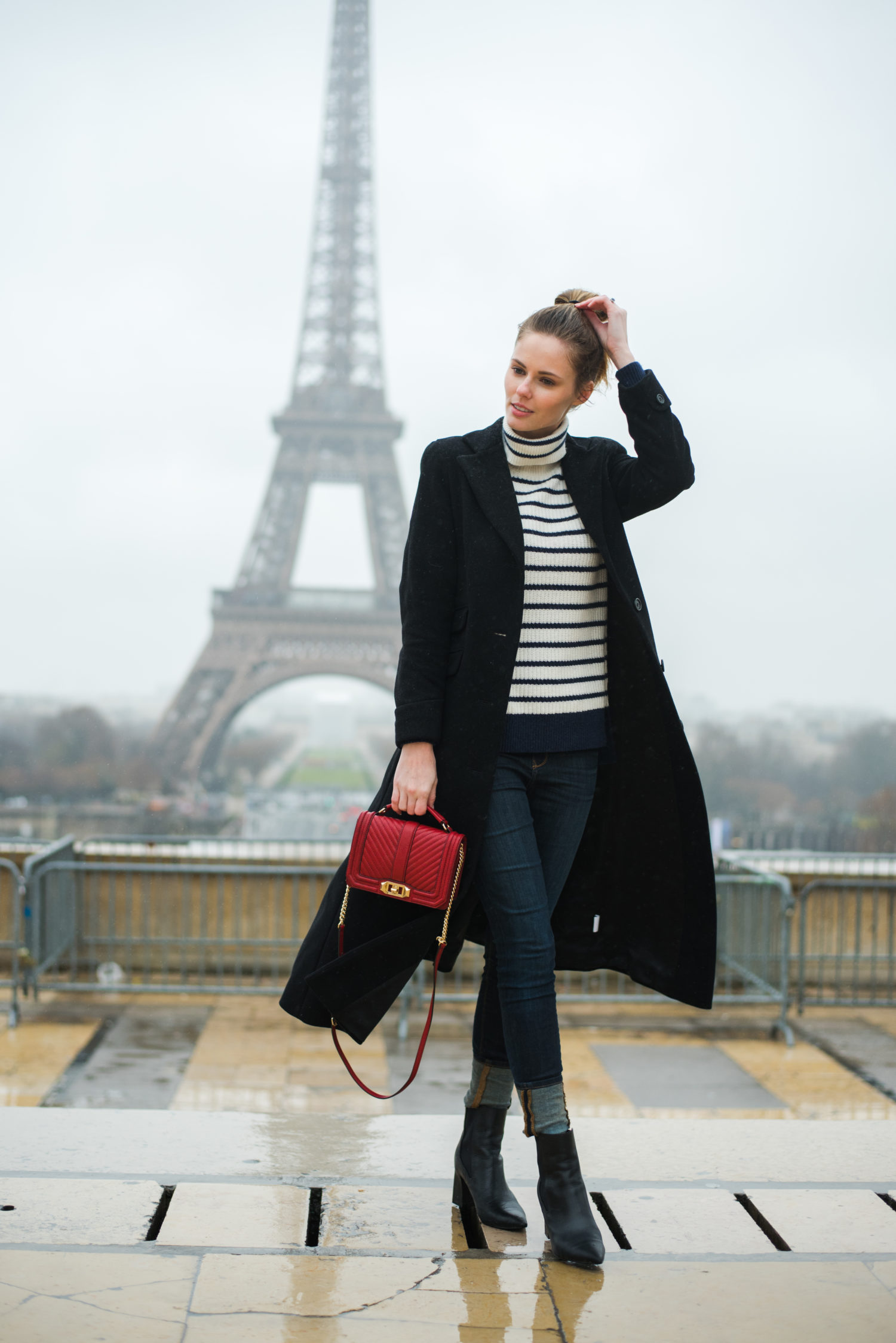 Miss USA 2011 Alyssa Campanella of The A List blog visits Paris, France wearing Rebecca Minkoff Quilted Chevron Bag