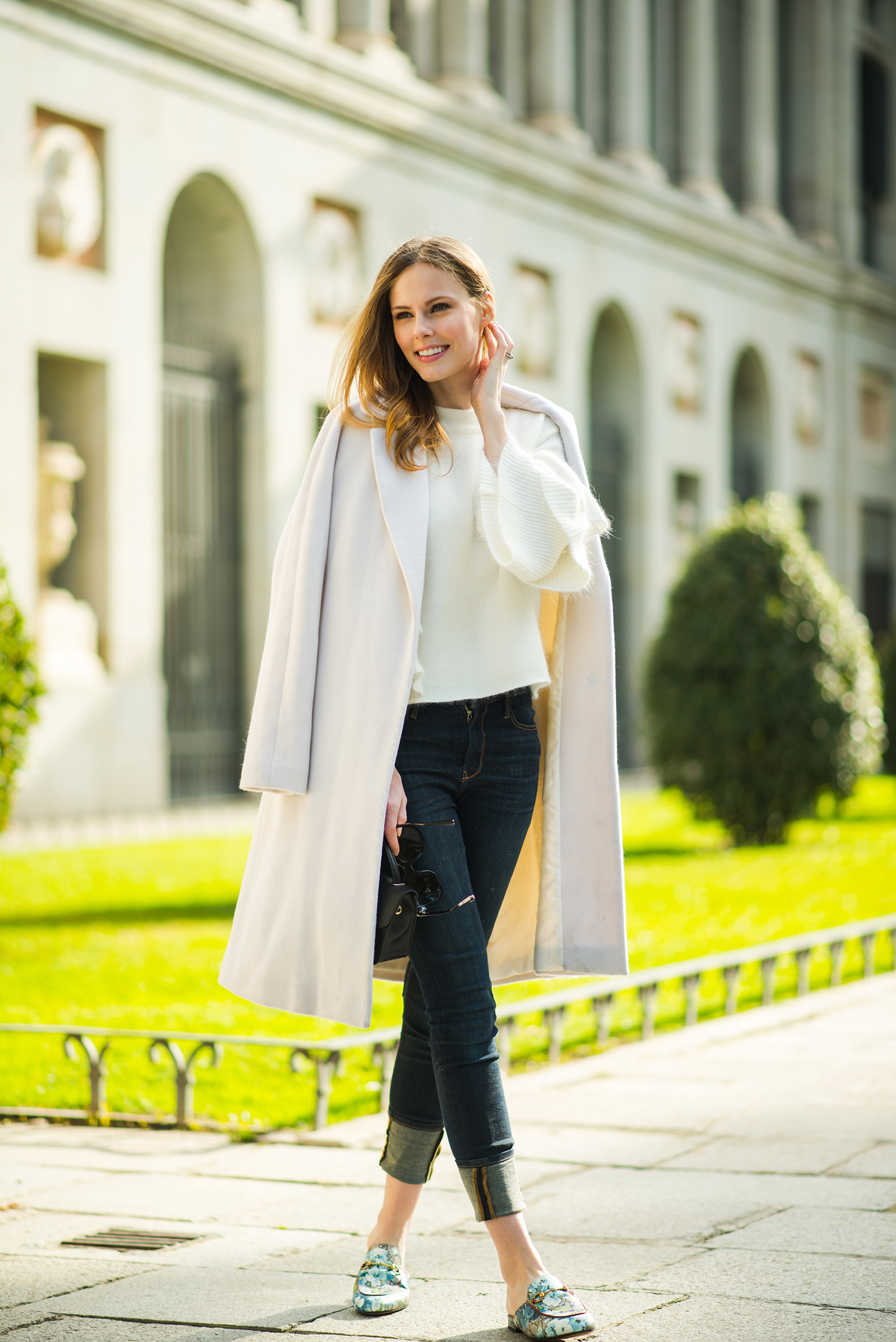 Miss USA 2011 Alyssa Campanella of The A List blog wearing Gucci Princetown shoes in Madrid, Spain