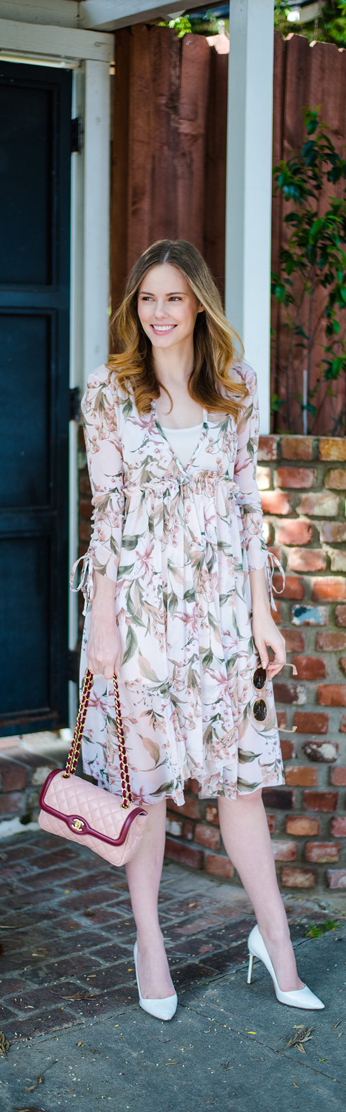 Miss USA 2011 Alyssa Campanella of The A List blog turns 27 in Topshop Floral Lily Mesh dress