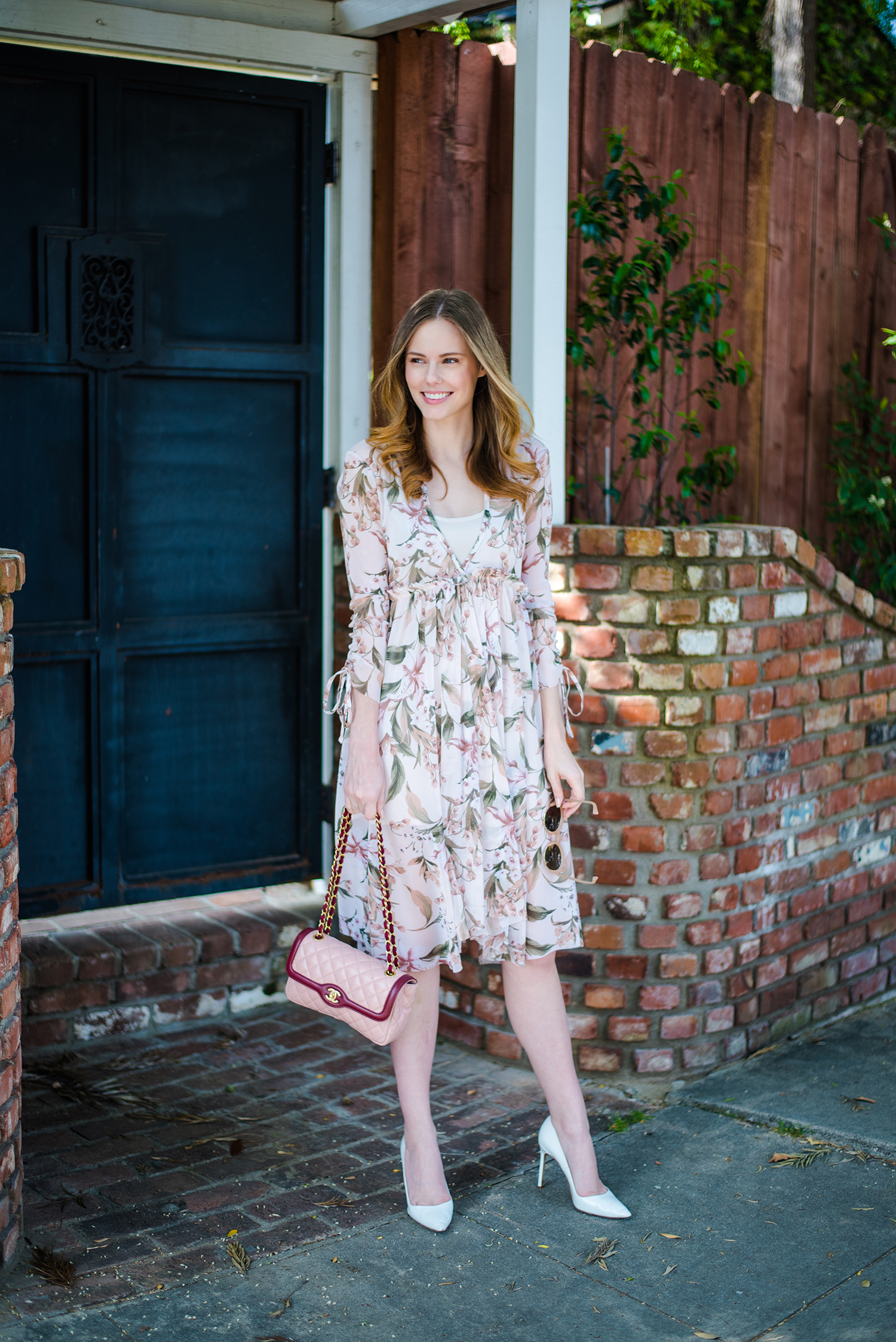 Miss USA 2011 Alyssa Campanella of The A List blog turns 27 in Topshop Floral Lily Mesh dress