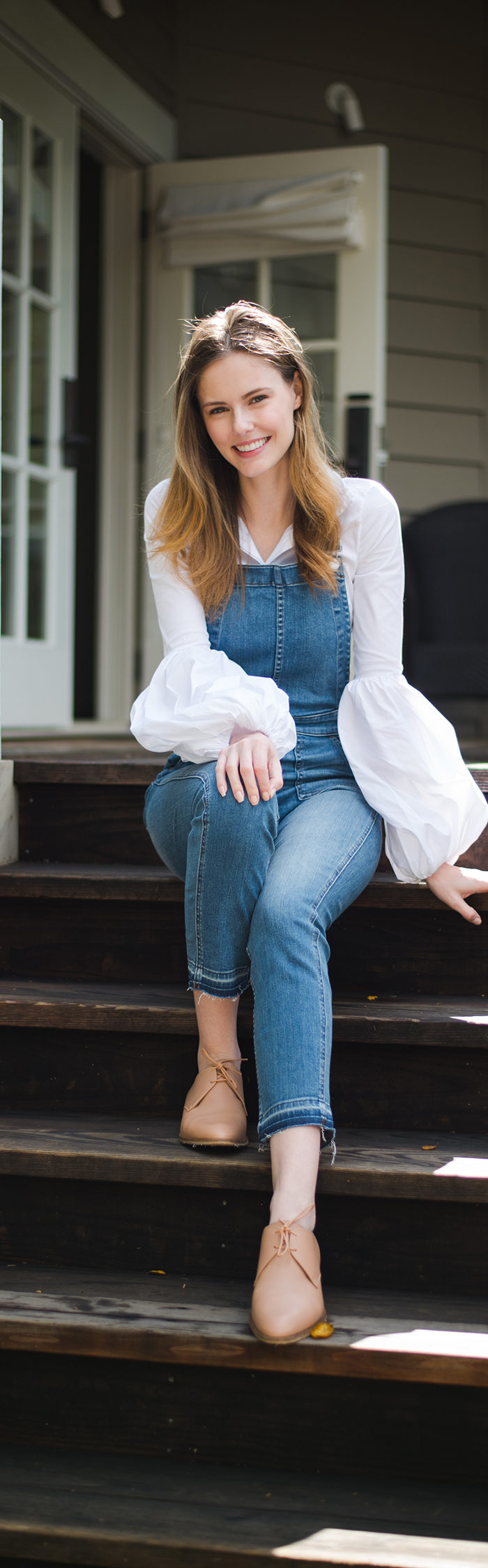 Miss USA 2011 Alyssa Campanella of The A List blog wearing Caroline Constas Jacqueline top and Madewell overalls at Meadowood Napa Valley for her birthday