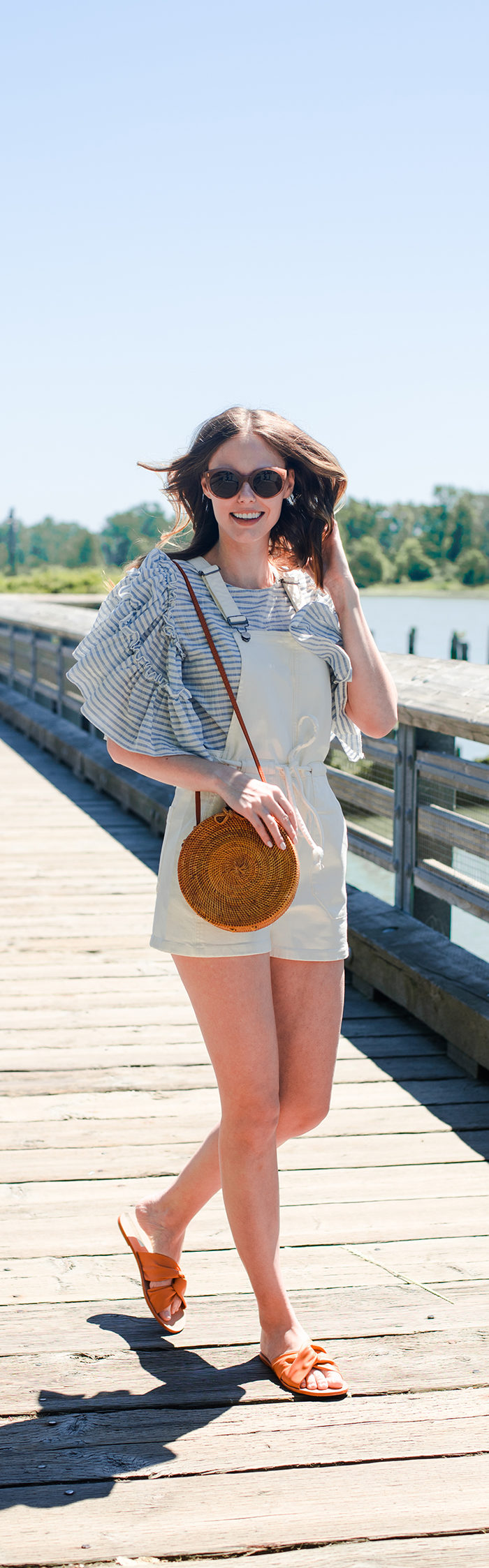 Alyssa Campanella The A List blog wearing summer overalls and Who What Wear