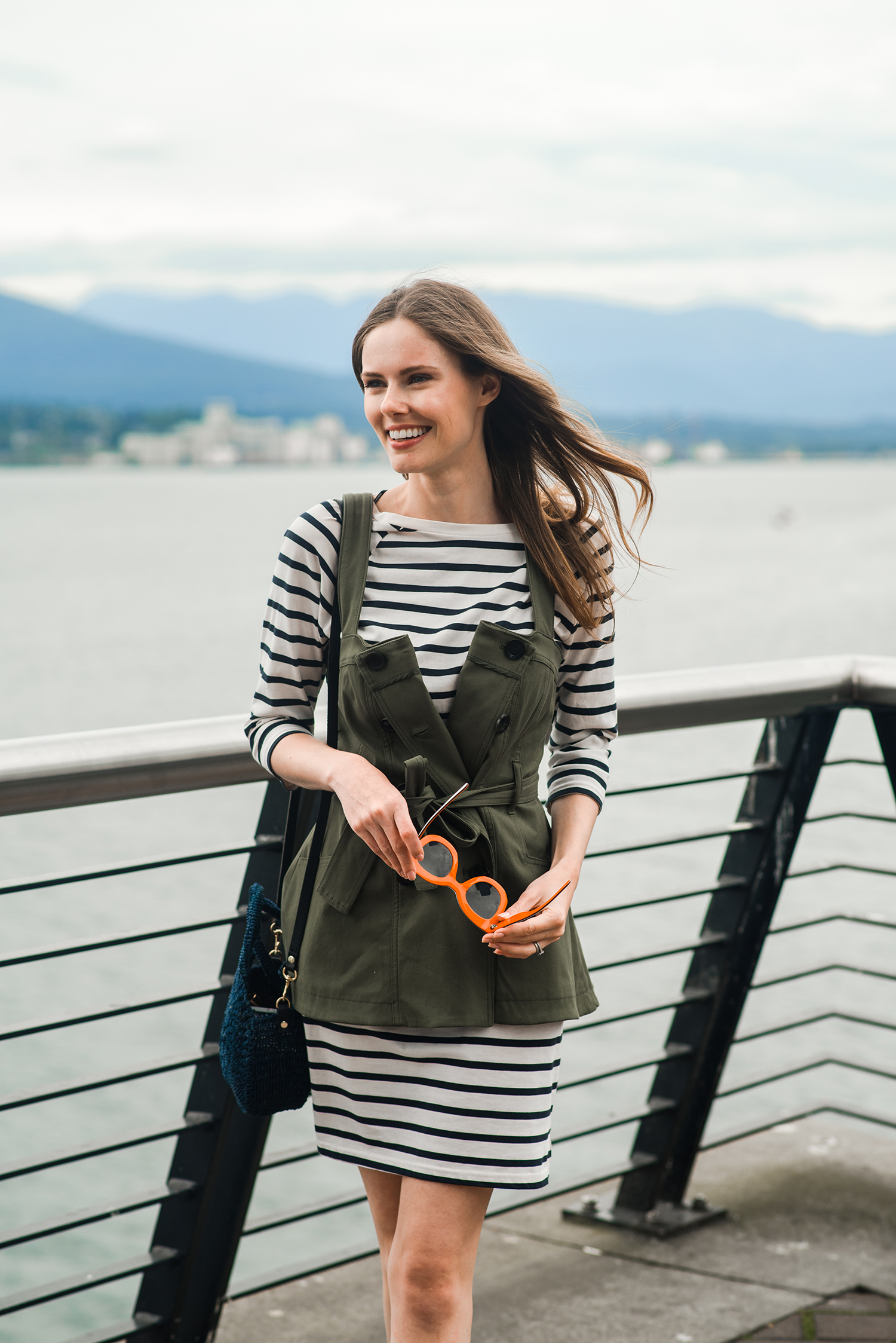 Alyssa Campanella The A List blog wearing Marissa Webb Trench Vest and Clare V Alice tote in downtown Vancouver