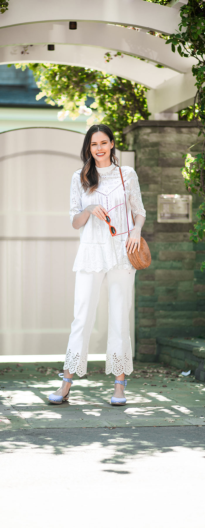 Alyssa Campanella The A List MDS Stripes Margaux NY shoes and Rebecca  Taylor eyelet jeans - The A List