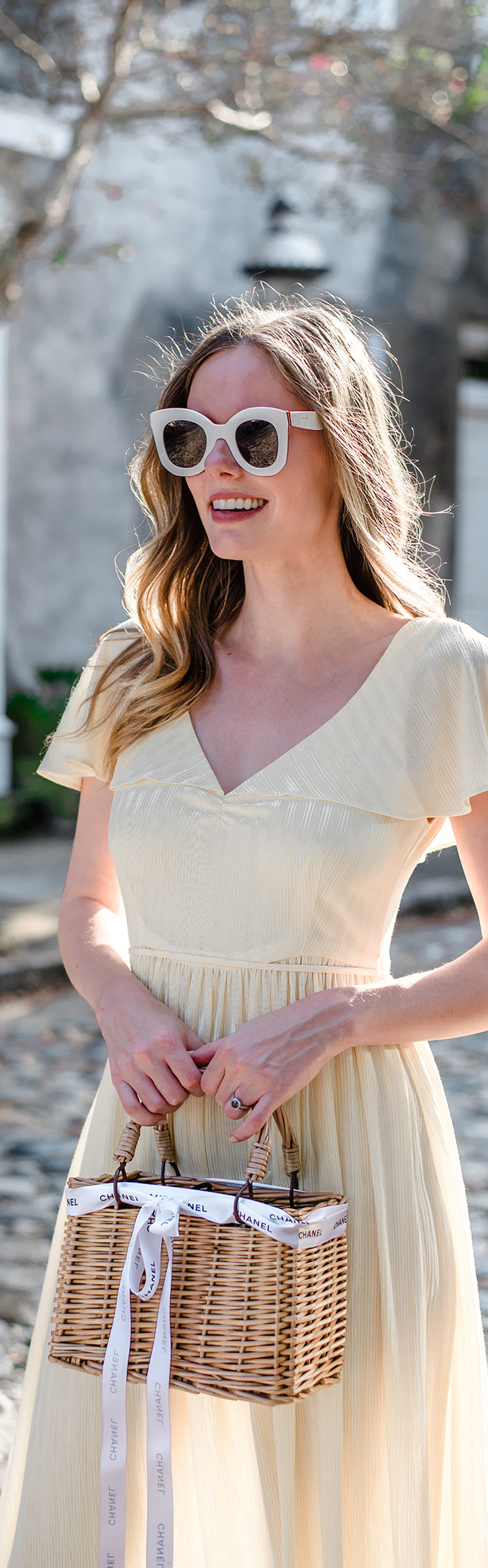 Alyssa Campanella of The A List blog's 48 Hours in Charleston itinerary wearing Christy Dawn Monarch dress in yellow