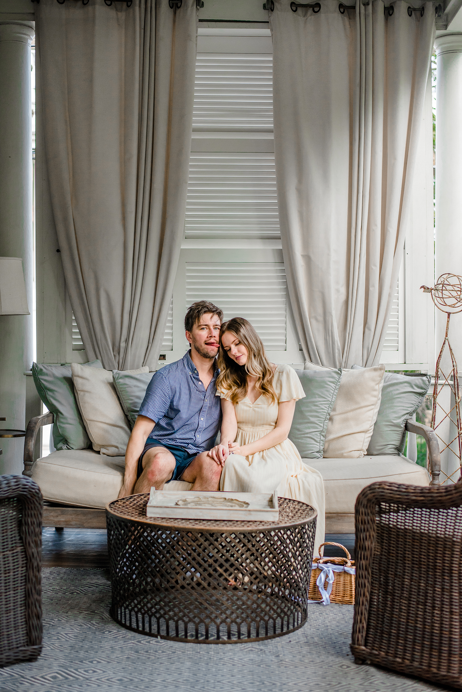 Torrance Coombs and Alyssa Campanella of The A List blog visits Zero George in Charleston wearing Christy Dawn Monarch dress