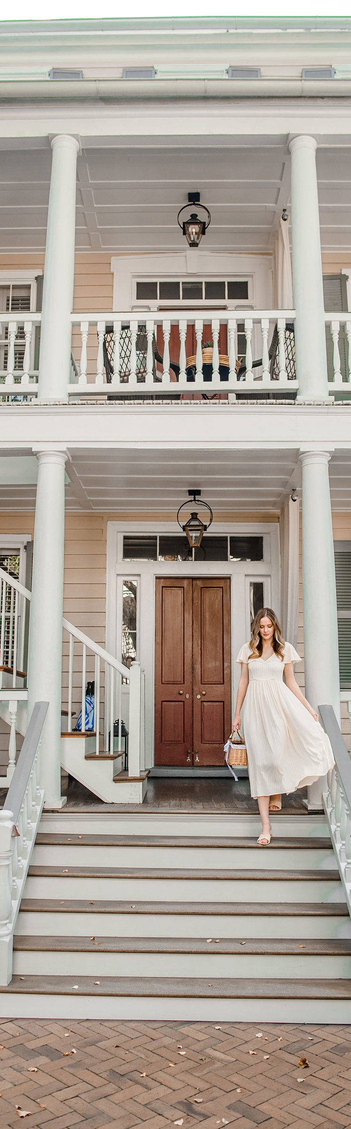 Alyssa Campanella of The A List blog visits Zero George in Charleston wearing Christy Dawn Monarch dress