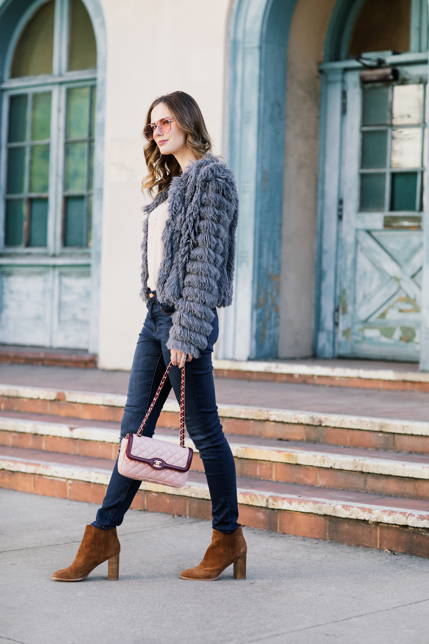 Alyssa Campanella of The A List blog shares her favorite faux fur pieces for winter in Greylin Cordella coat