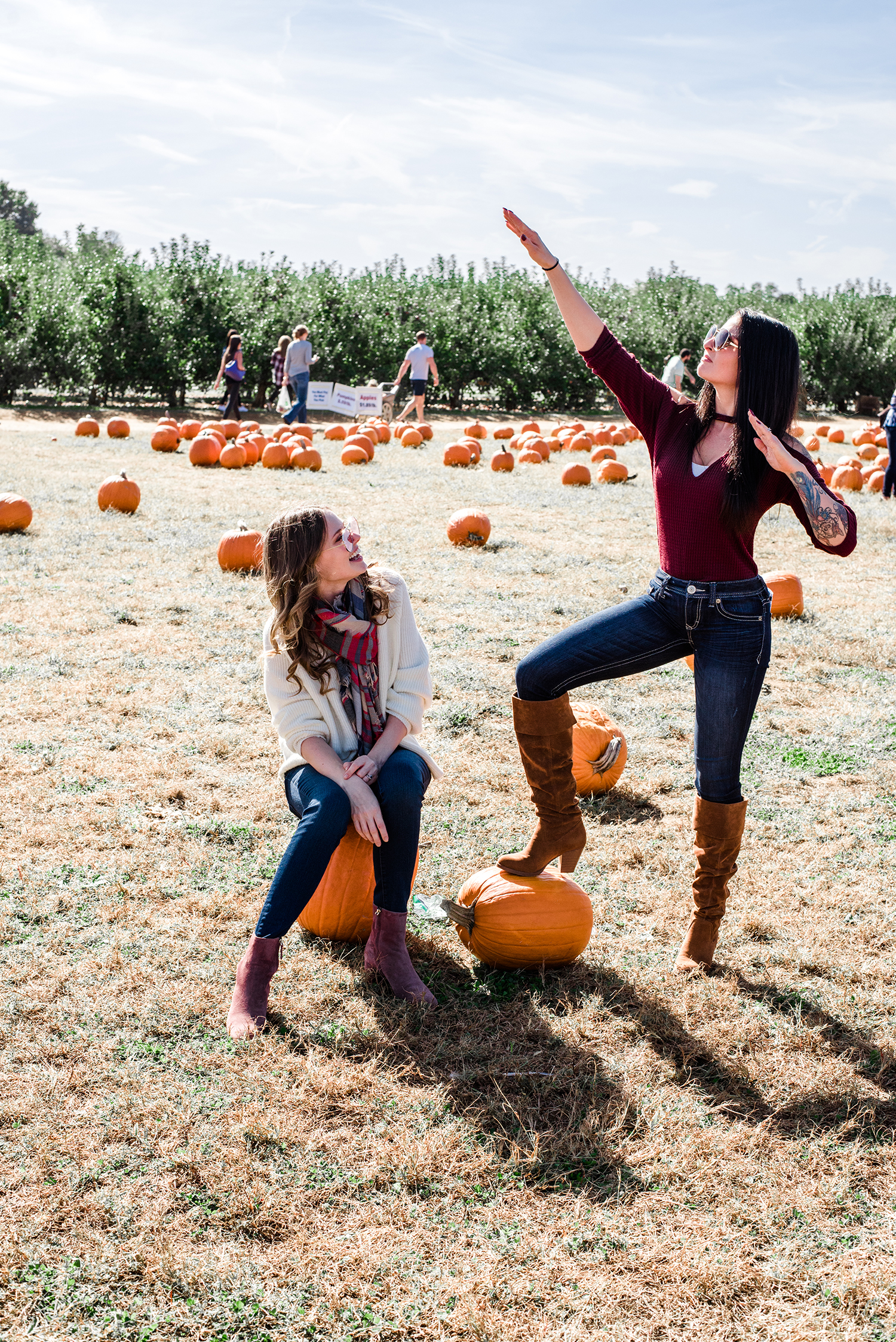 Alyssa Campanella of The A List blog goes apple picking in New Jersey with her sister Jessica wearing M Gemi Corsa boot