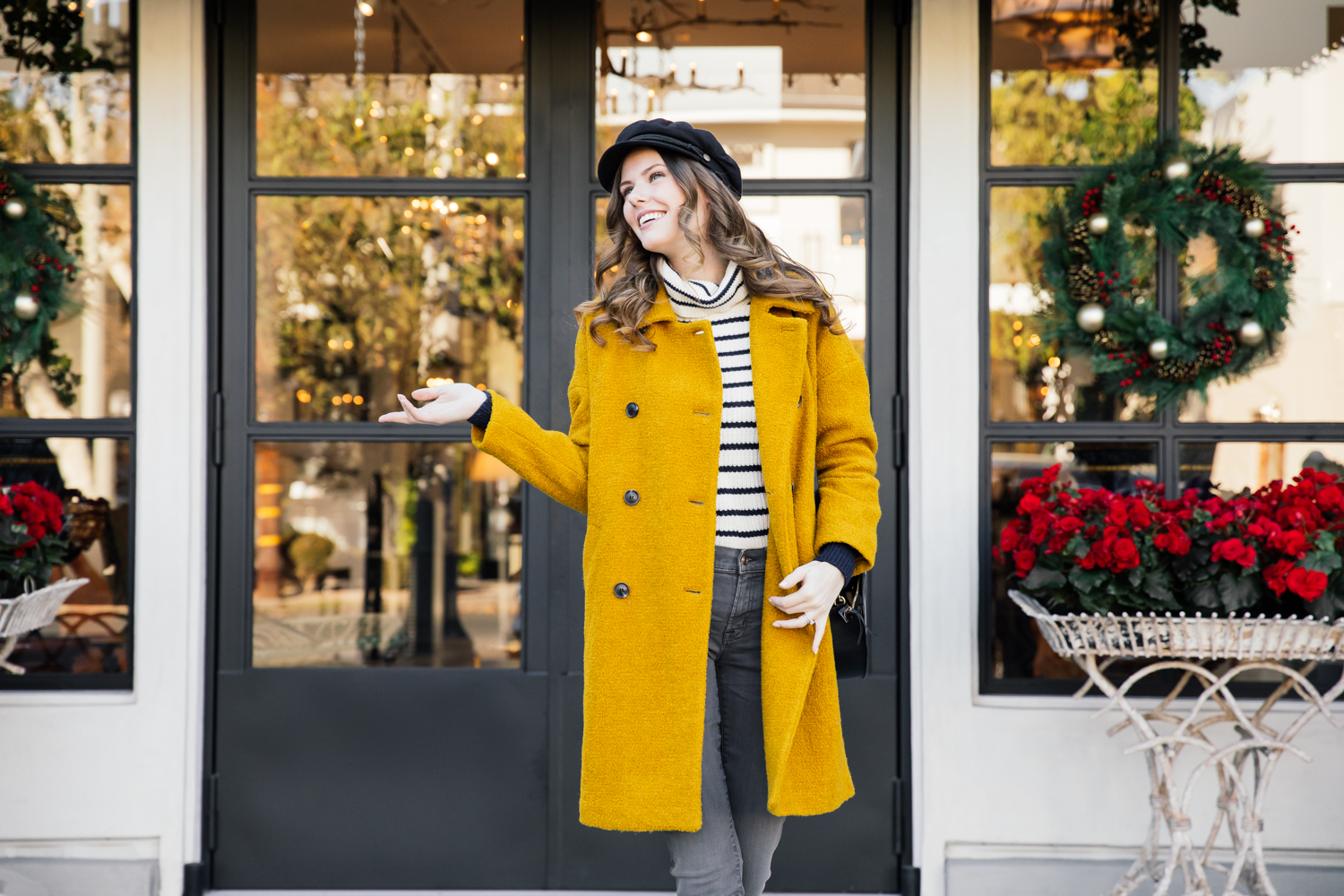 Alyssa Campanella of The A List blog shares her goals for 2018 wearing Madewell Double Breasted Coat and Clare V Alistair bag