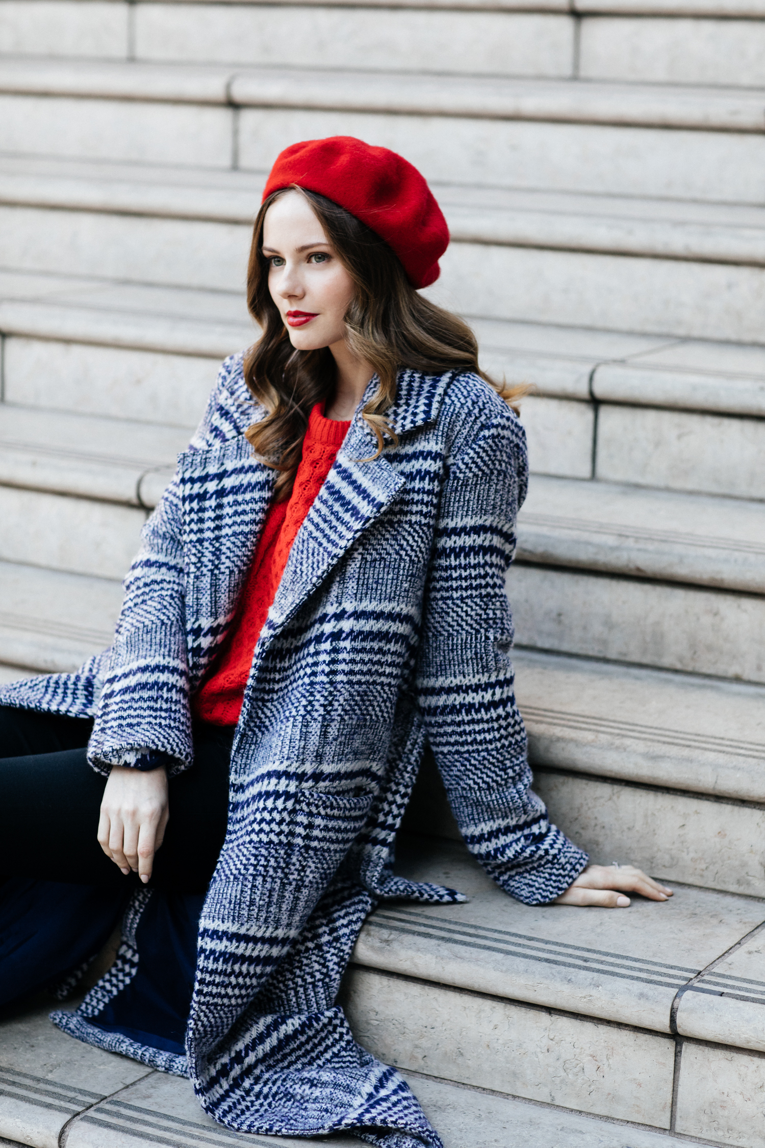 ALYSSA PLAID COAT PL-BLACK