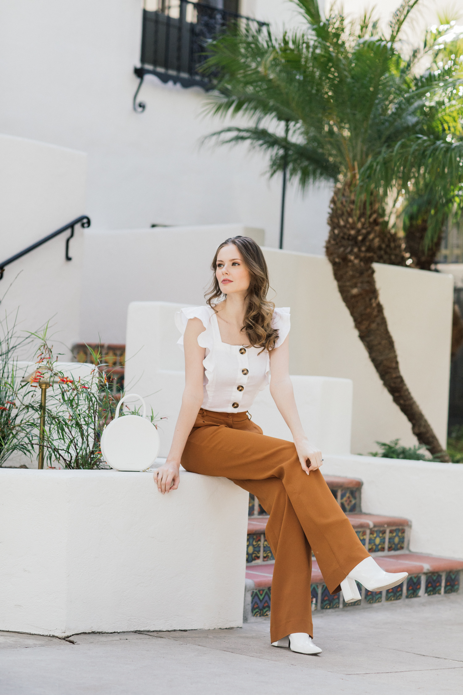 Alyssa Campanella of The A List blog wears Sezane Theo pants and LPA button up top for changing up my wardrobe