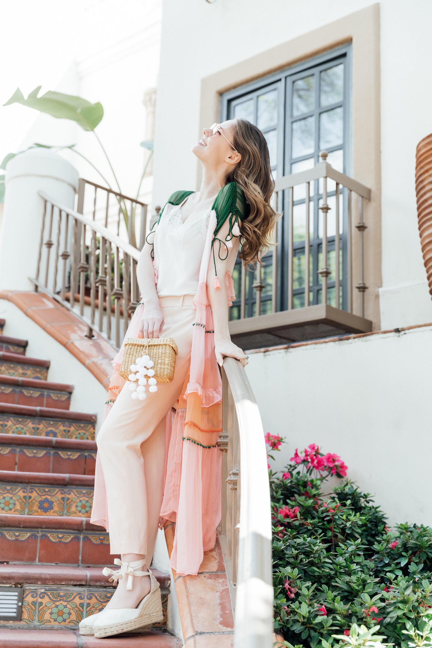 Alyssa Campanella of The A List blog shares style ideas for festival season wearing New Friends Colony Capri Kimono and Nannacay Roge bag