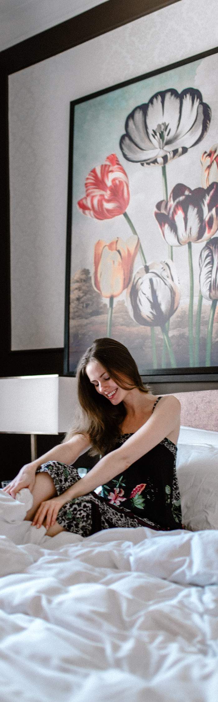 Alyssa Campanella of The A List blog visits Hotel Vilòn in Rome wearing Flora Nikrooz Dillon Pajamas