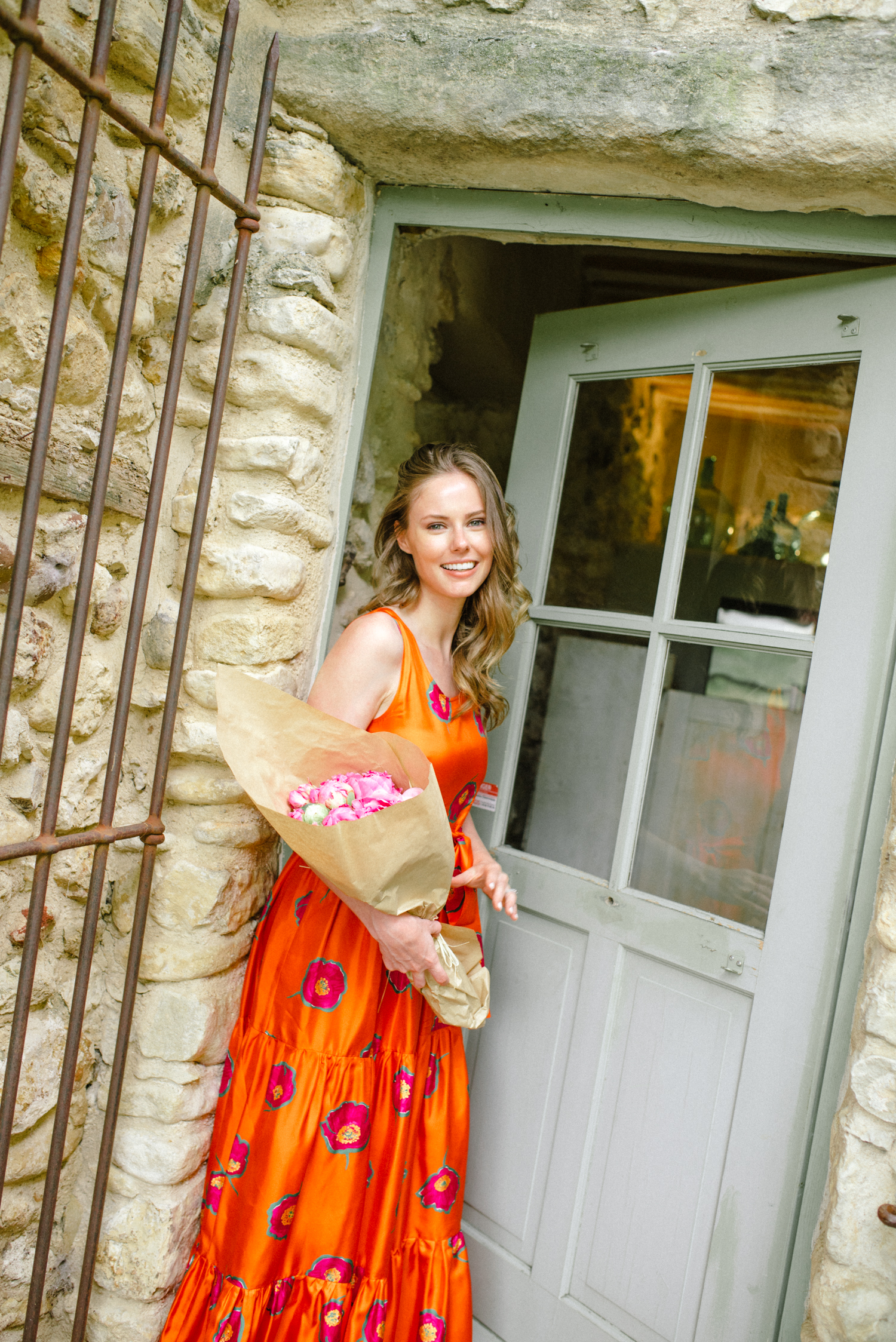 Alyssa Campanella of The A List blog wears the LA Double J Pellicano dress at her Haven In villa in Bonnieux