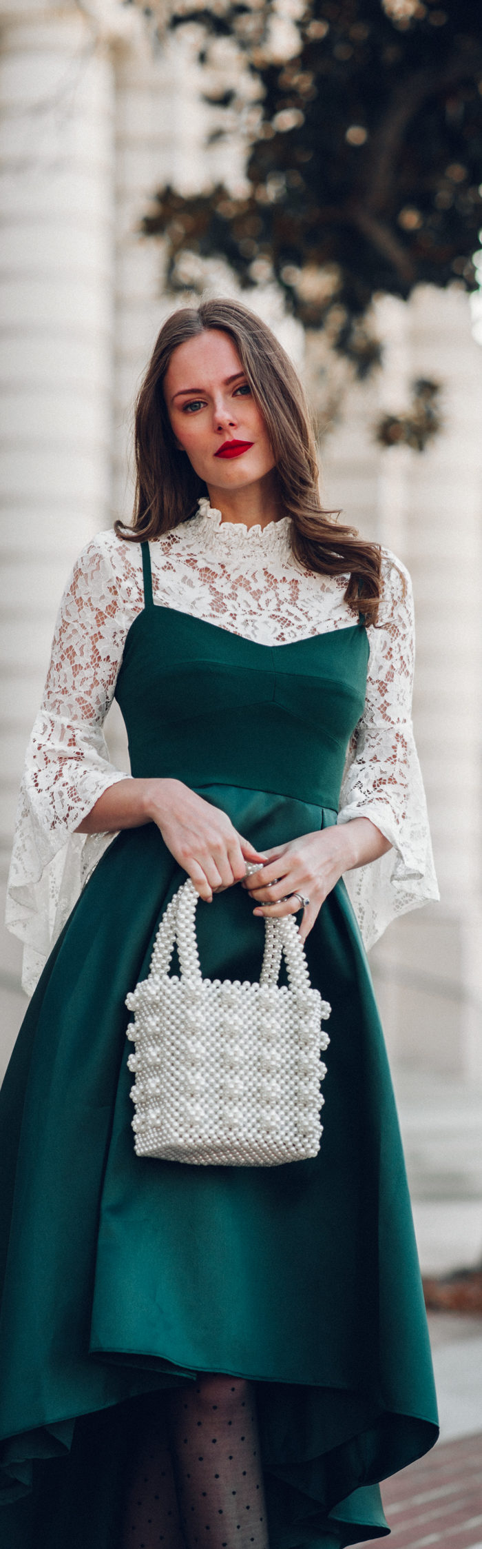 Alyssa Campanella of The A List blog shares her holiday looks wearing Hutch birdie dress