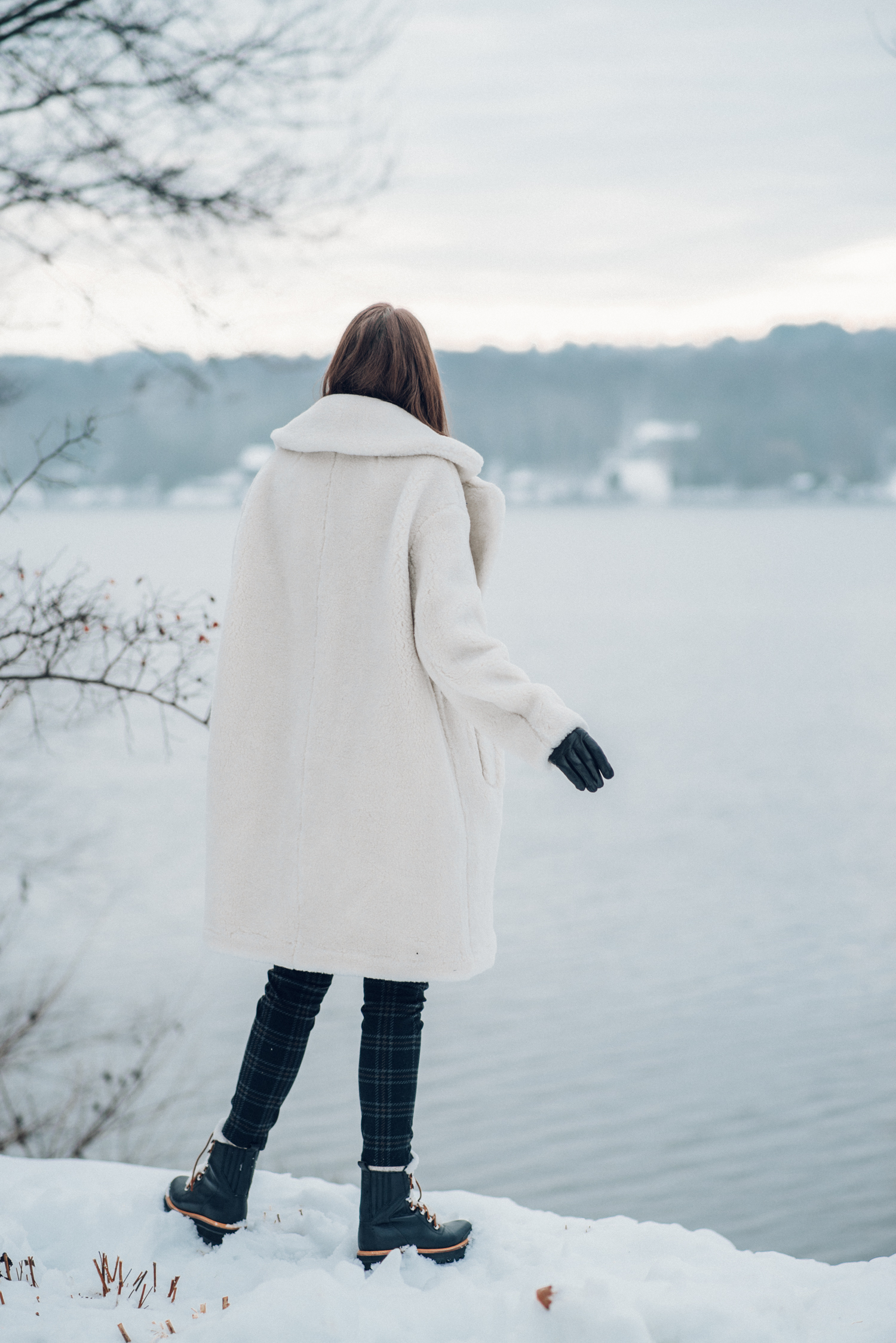 Alyssa Campanella of The A List blog visits Manoir Hovey in Québec wearing And Other Stories faux fur coat and Marc Fisher Izzie boots