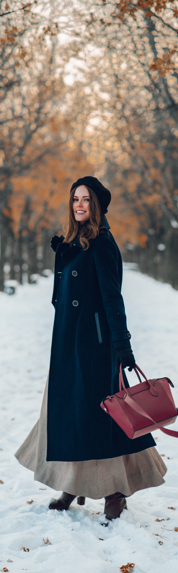 Alyssa Campanella of The A List blog wears Mackage Elodie coat and Christy Dawn Ida skirt for a weekend in Vieux-Montréal