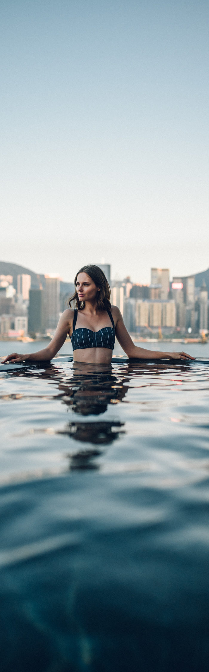 Miss USA 2011 Alyssa Campanella of The A List blog visits Rosewood Hong Kong residences in Tsim Sha Tsui at Holt's Cafe wearing Revel Rey swimwear