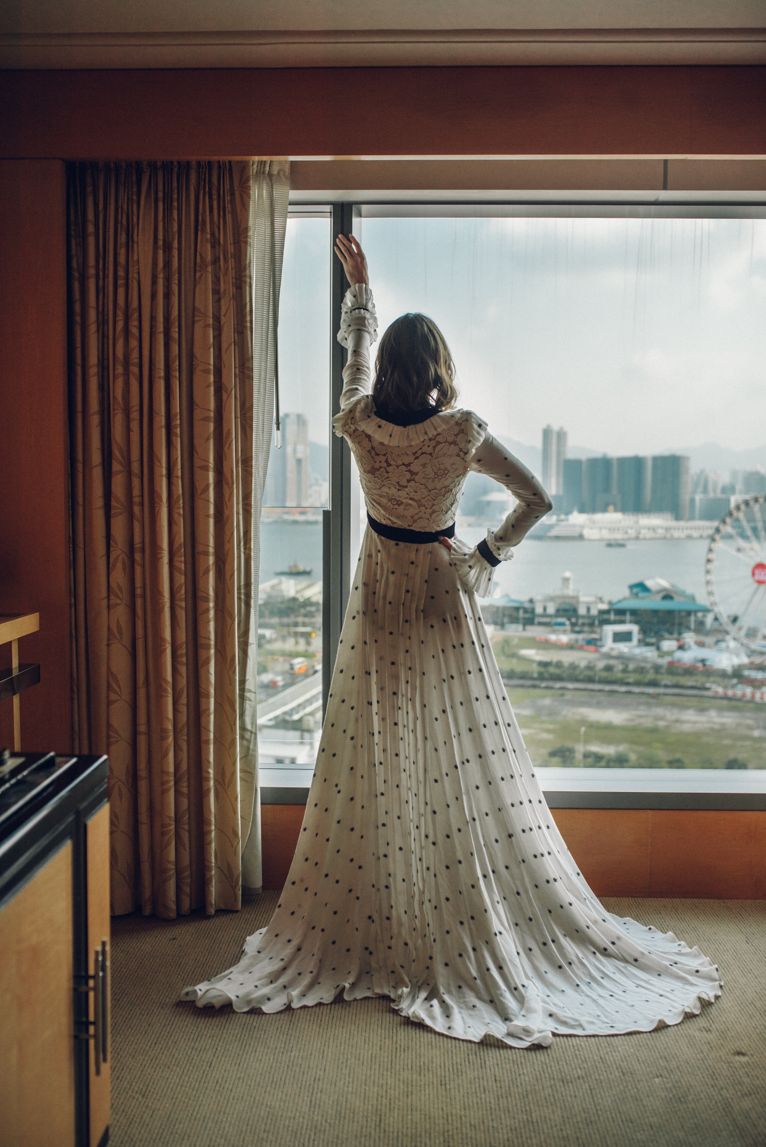 Miss USA 2011 Alyssa Campanella of The A List blog visits Mandarin Oriental Hong Kong wearing Philosophy di Lorenzo gown in the Meiji Suite